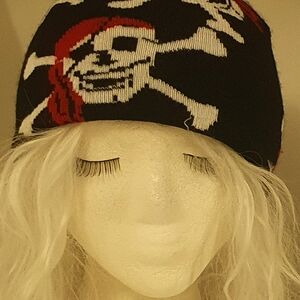 Pirate Skull Kids Beanie - Black and Red